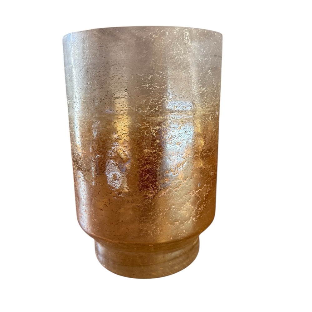 Gold Textured Glass Hurricane Vase